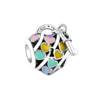 Muted Color Heart Lock and Key Charm