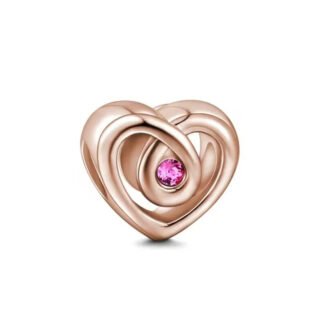 Gold Rose Stylish Heart Pink Gem Charm