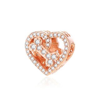 Gold Rose Pet Love Bone Charm