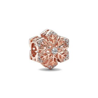Gold Rose Geometric Winter Snowflake Charm