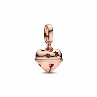 Gold Rose Star Heart Bell Charm
