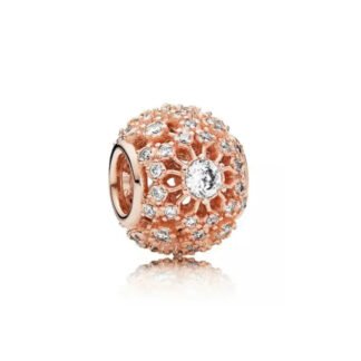 Gold Rose Sparkly Floral Pattern Charm