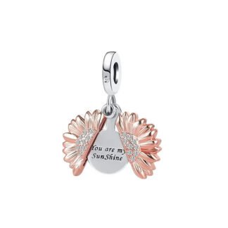 Gold Rose Half Open Sunflower Charm
