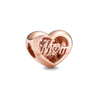Gold Rose Mom Heart Charm