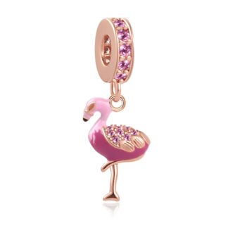 Gold Rose Pink Flamingo Charm