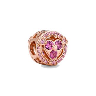 Gold Rose Sparkly White Gems Charm