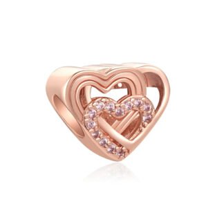 Gold Rose Complex Hearts Charm