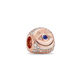 Gold Rose Open Blue Eye Charm