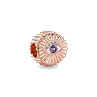Gold Rose Futuristic Blue Eye Charm