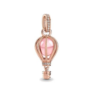 Gold Rose Hot Air Balloon Pink Sphere Charm