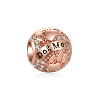 Gold Rose Dog Mom Paws Charm