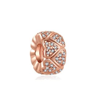 Gold Rose Flower Ridges Face Heart Patterns Charm