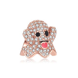 Gold Rose Rich Sparkly Funny Ghost Tongue Out Charm