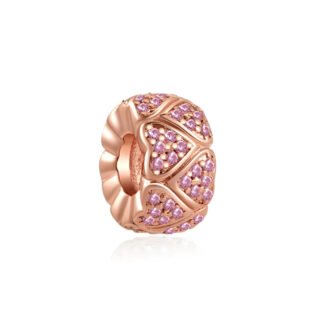 Gold Rose Flower Ridges Face Heart Pattern Charm