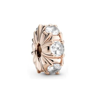 Golden Flower Face Big White Gems Charm