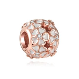 Gold Rose White Petals Flowers Charm
