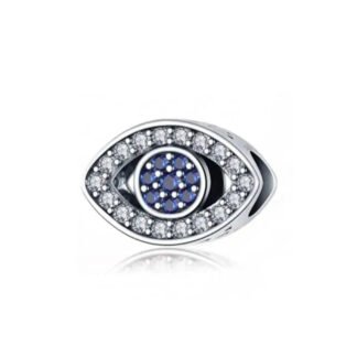 Silver Dark Blue Iris Eye Charm