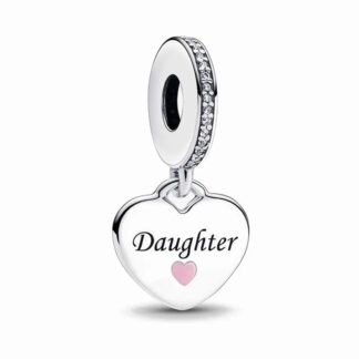Simple Silver Heart Daughter Charm