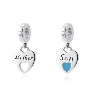 Simple Silver Hearts Duo Mother Son Charm