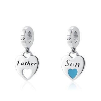 Simple Silver Hearts Duo Father Son Charm