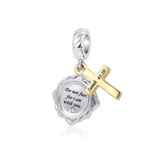 Religious Cross and Message Isaiah 41:10 Charm