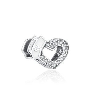 Silver Heart Nursing Cap Charm