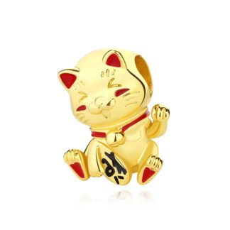 Maneki Neko Lucky Japanese Golden Cat Single Shoe Charm