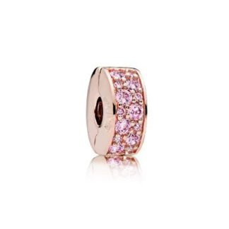 Gold Rose Pink Gems Charm