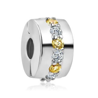 Simple White and Yellow Gems Line Charm