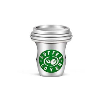 Silver Modern Coffee Cup Lover Green Label Charm