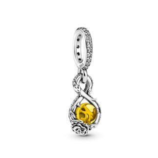 Ornate Thorny Infinity Symbol Yellow Gem Charm