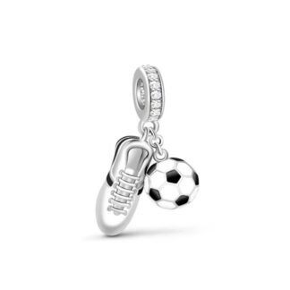 Silver Shoe Soccer Ball Charm
