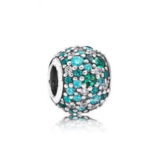 Silver Green and Blue Gems Cylindrical Charm