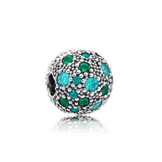 Silver Green and Blue Gems Bead Charm