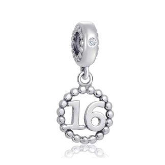 Silver Hoop Number 16 Milestone Charm
