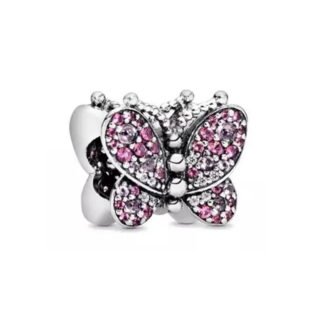 Glistening Pink Butterfly Charm