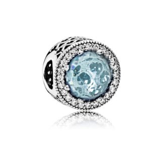 Silver Big Ice Blue Gem Charm
