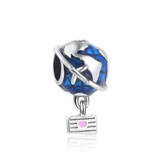 Love Traveling the World Blue Earth Charm