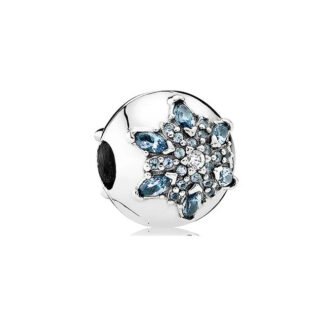 Silver Icy Blue Snowflake Charm