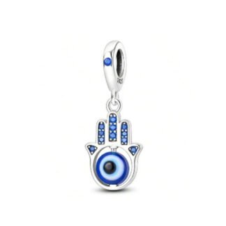 Blue Evil Eye on Hamsa Hand Charm