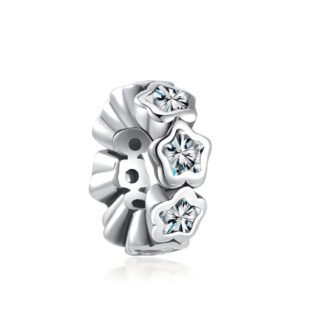 Thick Silver White Gems Stars Link Charm