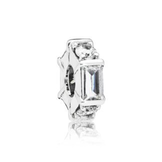 Silver Geometric Round and Rectangular Gems Charm