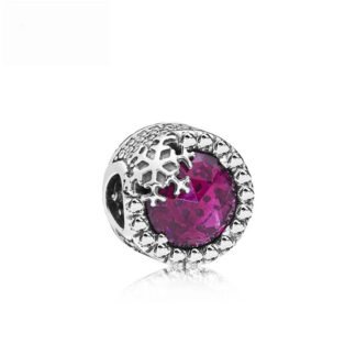 Silver Snowflake Magenta Big Gem Charm