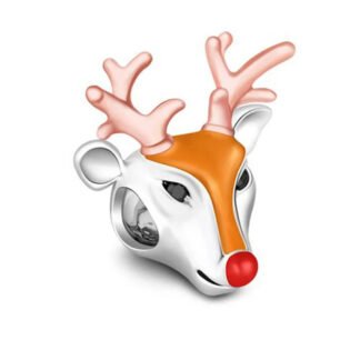 Colorful Deer Head Gold Rose Antler Charm