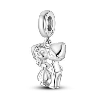 Silver Couple Kissing Charm