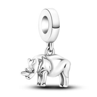 Silver Rhinoceros Charm