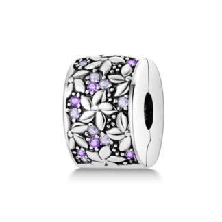 Silver Flowers Purple and White Gems Garden Bed Charm