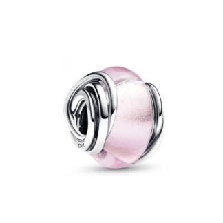 Silver Glossy Pink Swirly Bead Charm