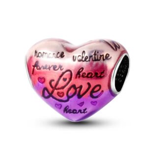 Red Purple Heart Romance Charm