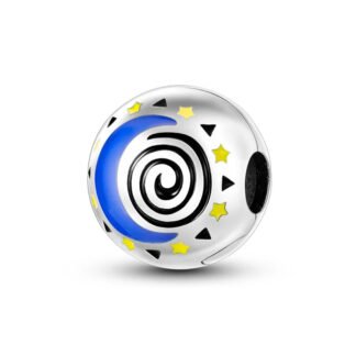 Blue Moon Black Swirl Night Sky Symbols Charm